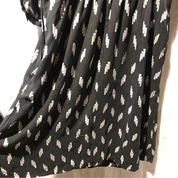 Nordstrom Collection scoop neck w tie mid length silk dress black and white 4 - Picture 7 of 9